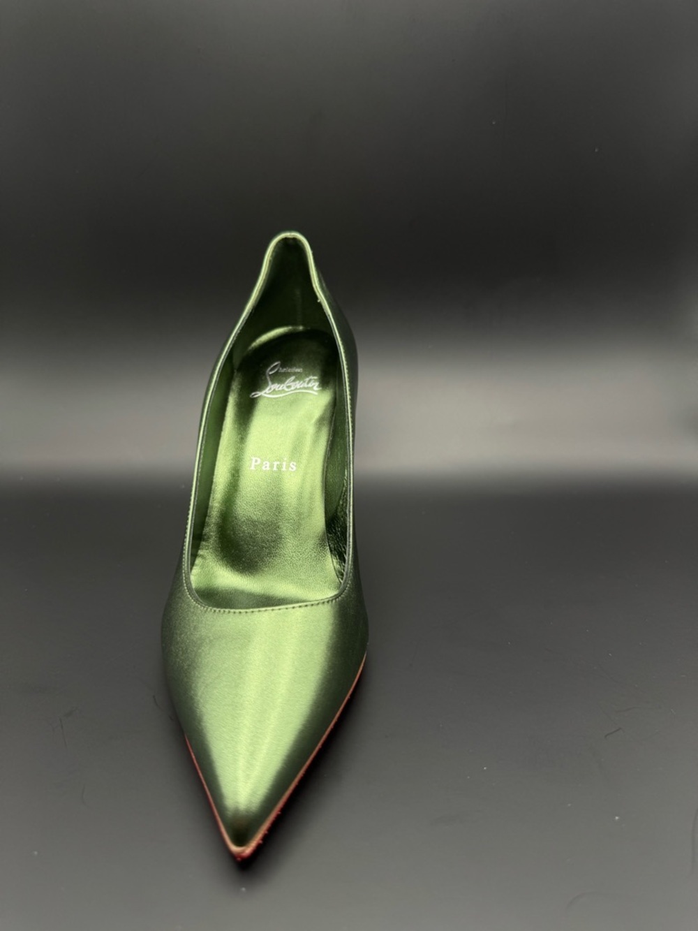 Christian Louboutin Kate 100 Metallic Green Forest Pumps Heels EU 37 - Picture 3 of 13